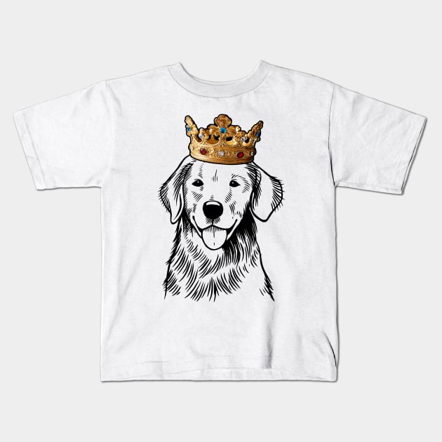 Golden Retriever Dog King Queen Wearing Crown Kids T-Shirt by millersye